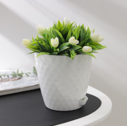 Горшок для цветов с прикорневым поливом Румба 1.5 л белый