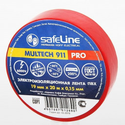 Изолента 19 мм/20 м красная SafeLine