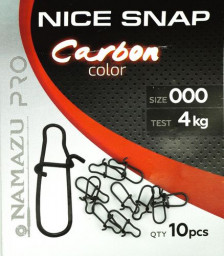 Карабин Namazu Pro NICE SNAP, цв. Carbon, р. 0, test-14 кг (уп. 10 шт)