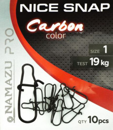 Карабин Namazu Pro NICE SNAP, цв. Carbon, р. 1, test-19 кг (уп. 10 шт)