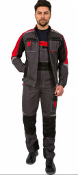 Костюм летний ФАВОРИТ МЕГА/ФОРМУЛА с СОП куртка, п/к темно-серый/красный/черный
