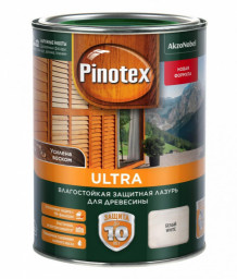 Лазурь влагостойкая для дерева PINOTEX Ultra Белая 1л