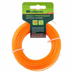Леска строительная 100 м D 1мм цвет оранжевый Сибртех