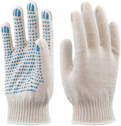 Перчатки с ПВХ 6-нитей (10) Точка белые