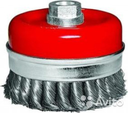 Щетка 125 мм для УШМ М14 "чашка" крученая металлическая проволока МАТRIХ